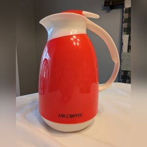 Vintage Mr. Coffee Orange and White Thermal Coffee Carafe-Insulated Server